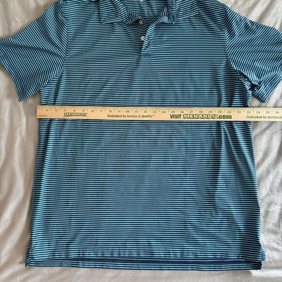 Vineyard Vines Performance Golf Polo Shirt Mens XL Blue Teal Stripe Whale - Picture 5 of 10